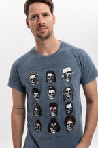 Stone Washed Forever Famous Characters  Printed Cotton T-shirt