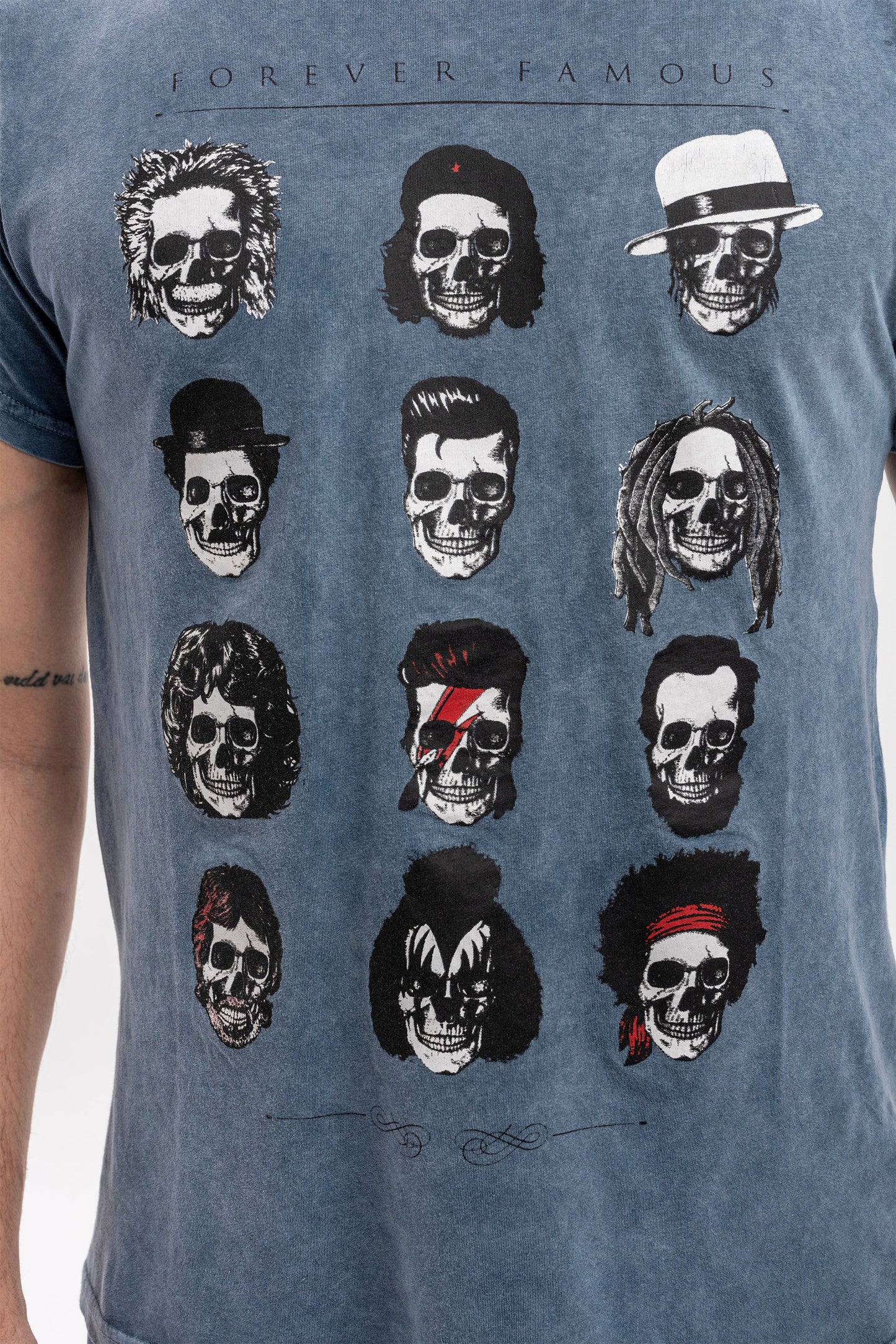 Stone Washed Forever Famous Characters  Printed Cotton T-shirt