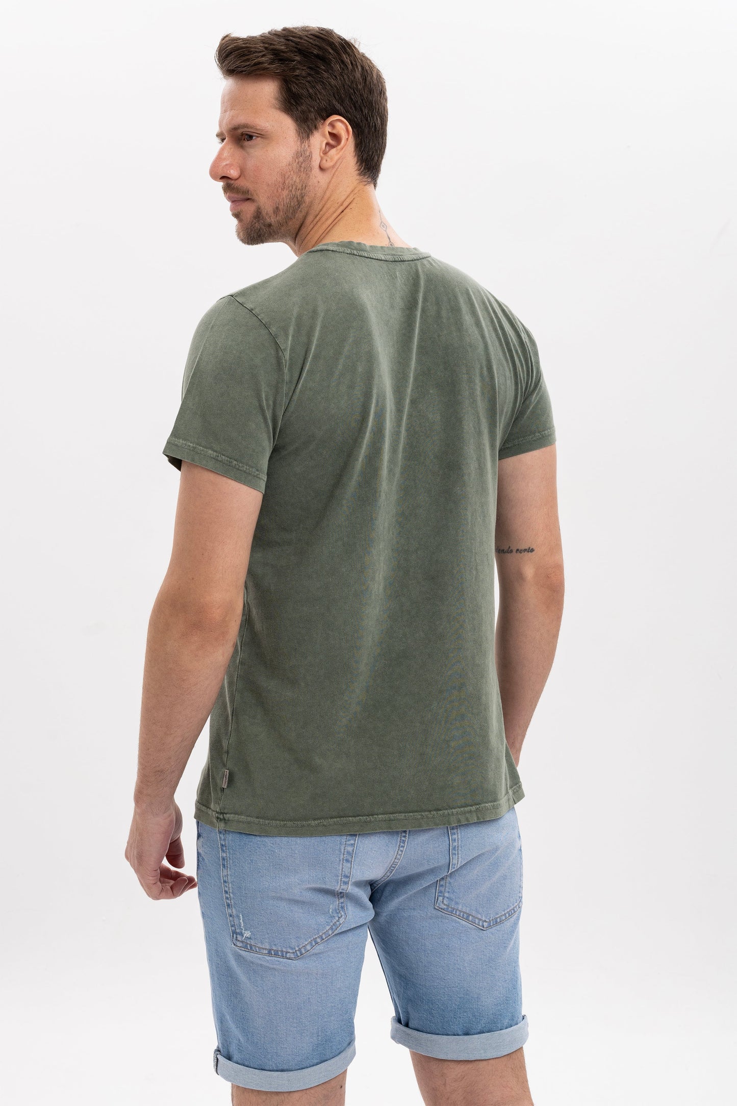Stone Washed  Panda Pilot Animal Printed Cotton T-shirt