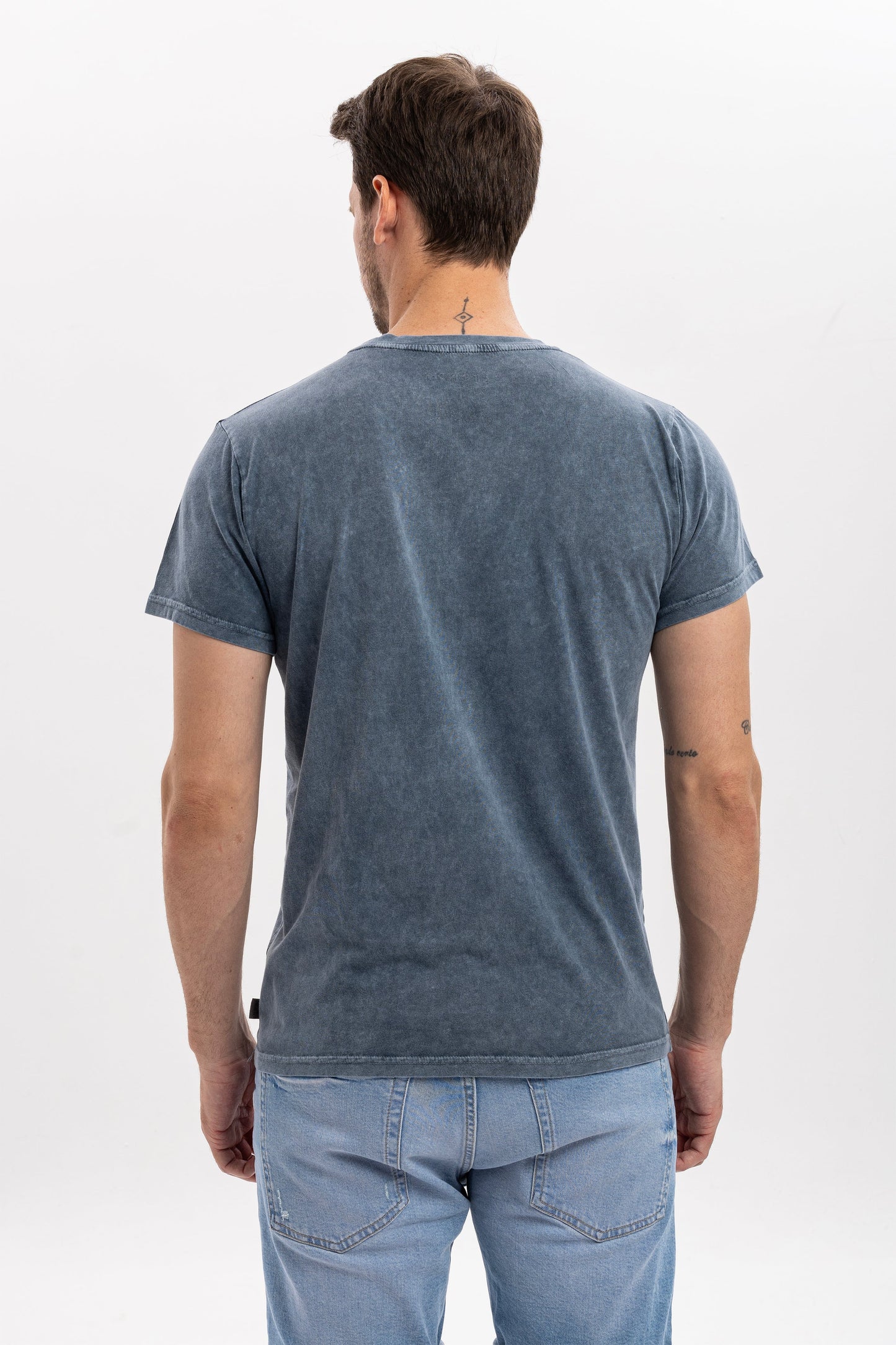 Stone Washed  Rainbow Guitar  Printed Men's T-shirts