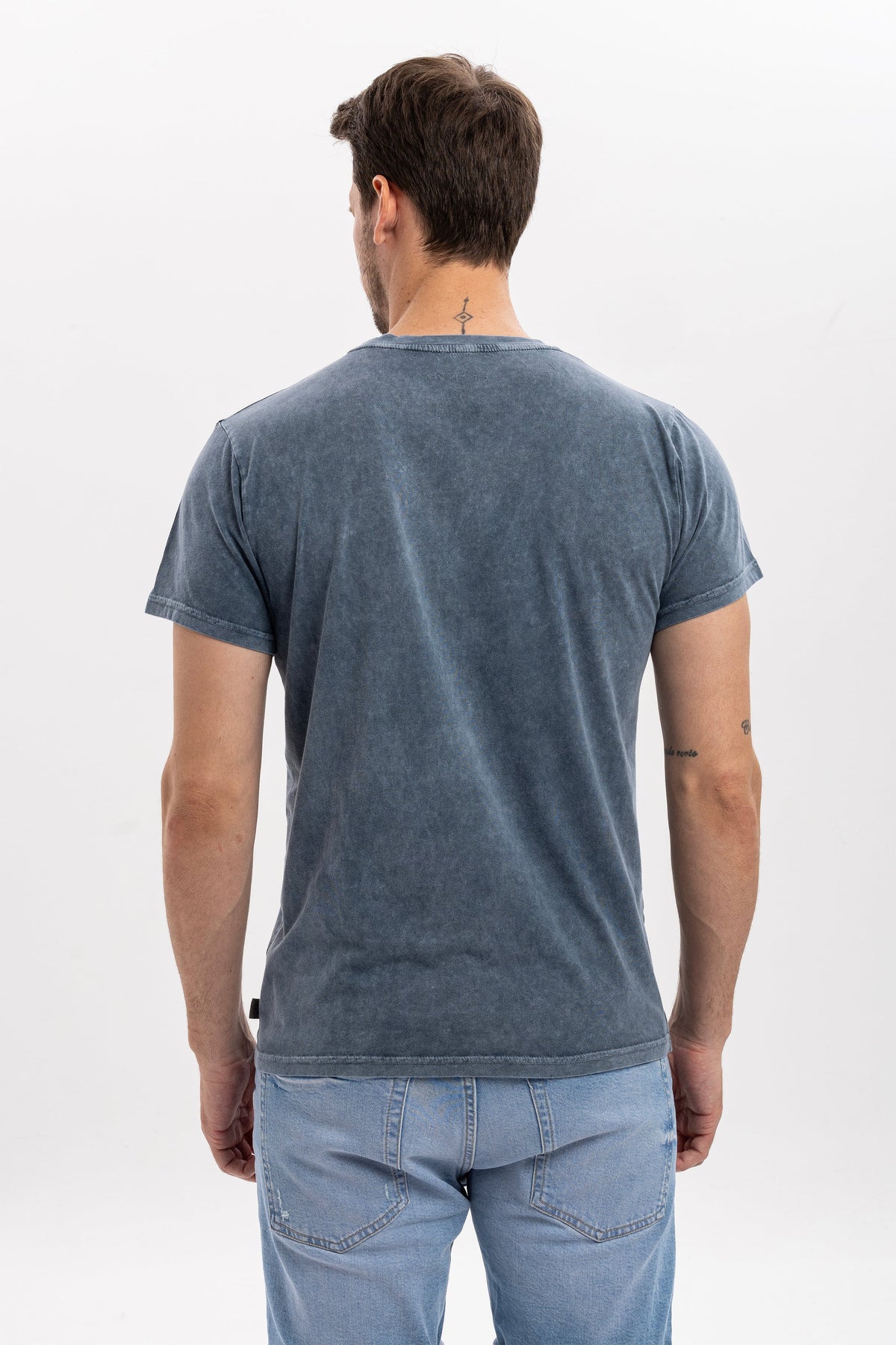 Stone Washed  Rainbow Guitar  Printed Men's T-shirts