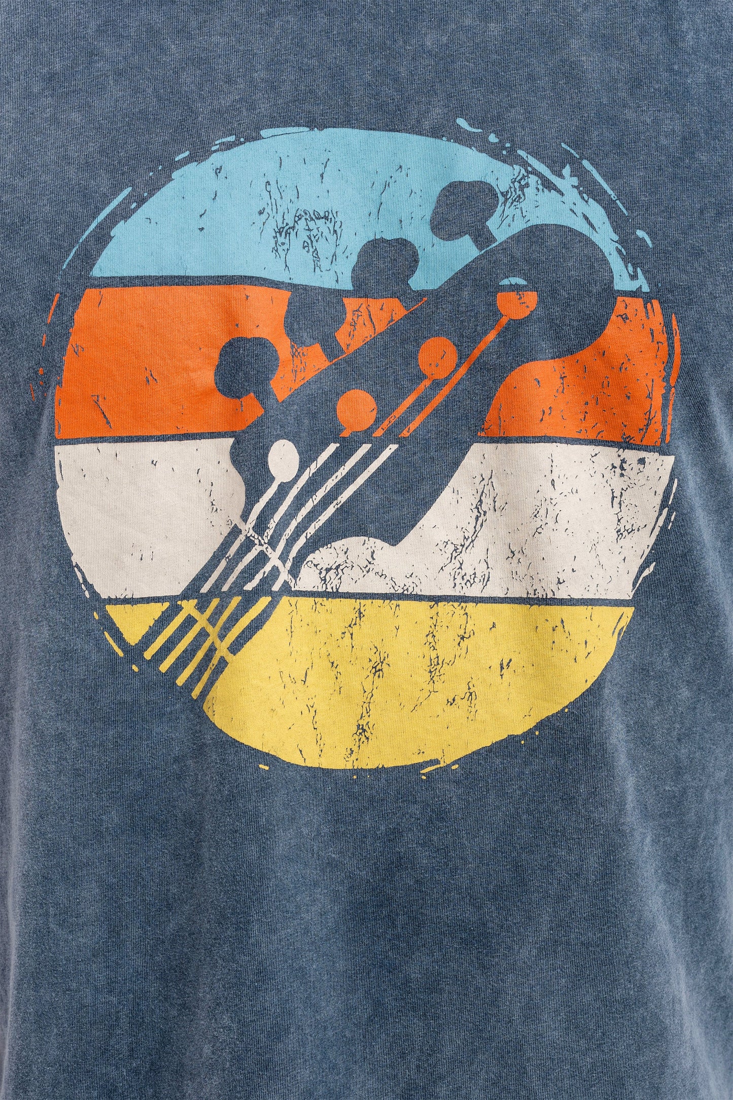Stone Washed  Rainbow Guitar  Printed Men's T-shirts
