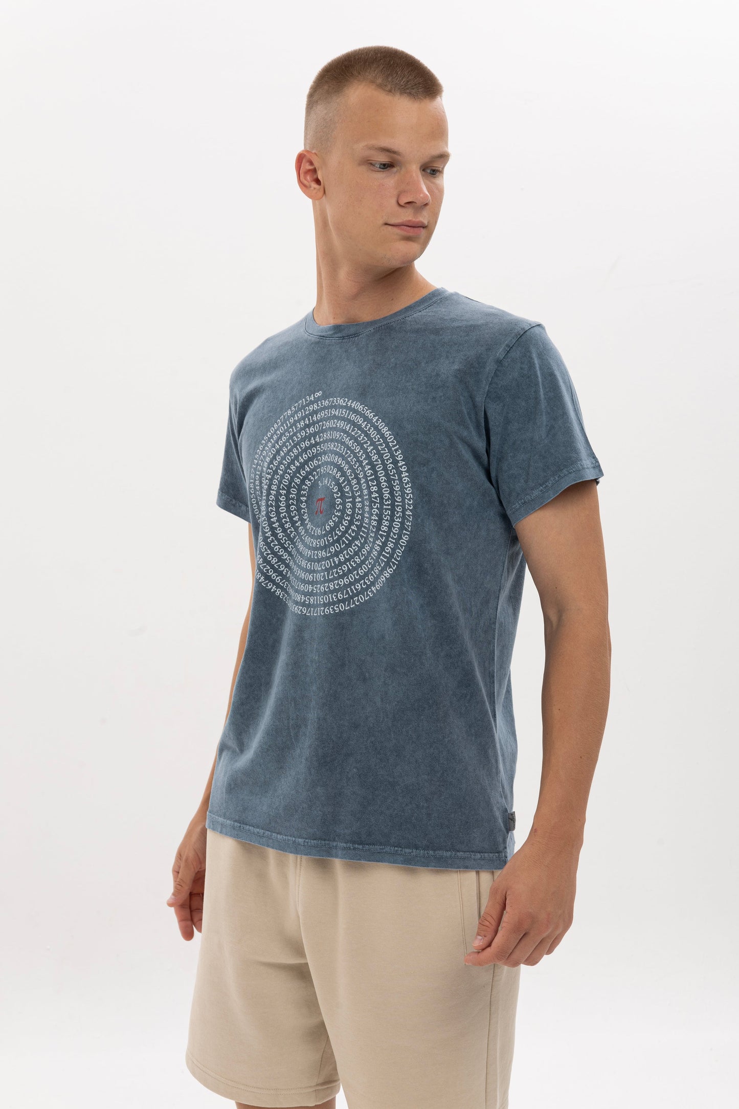 Stone Washed Effect   PI OF  INTERESTING NUMBER  Printed Cotton  T-shirt