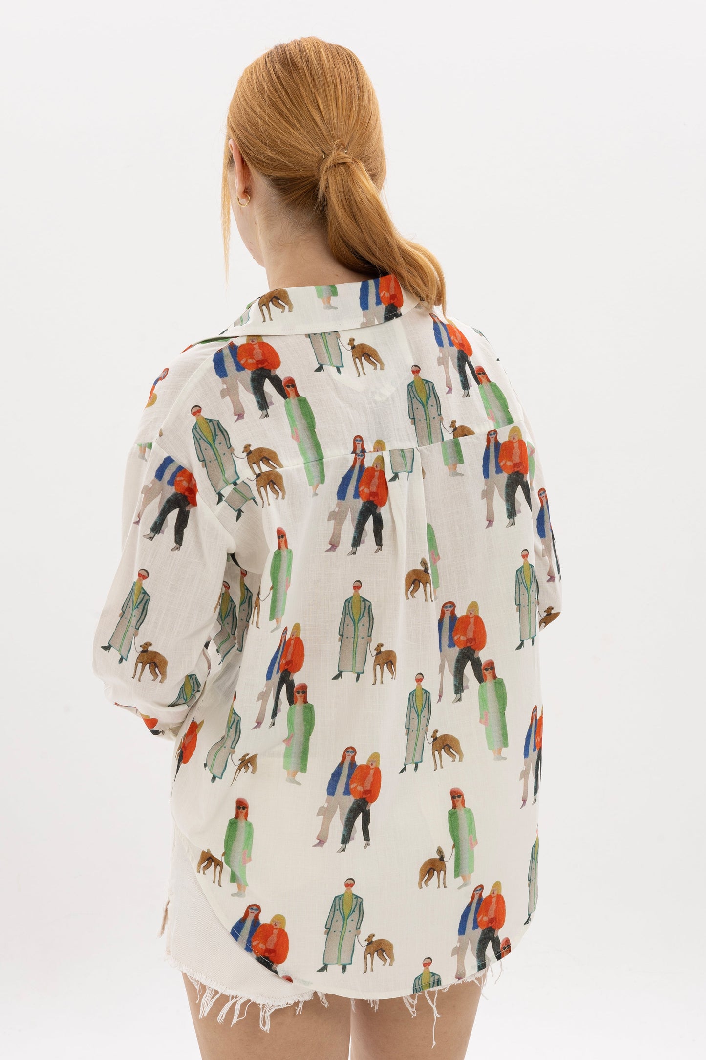 Vintage Fashion Theme Print Long Sleeve Casual Women Shirt