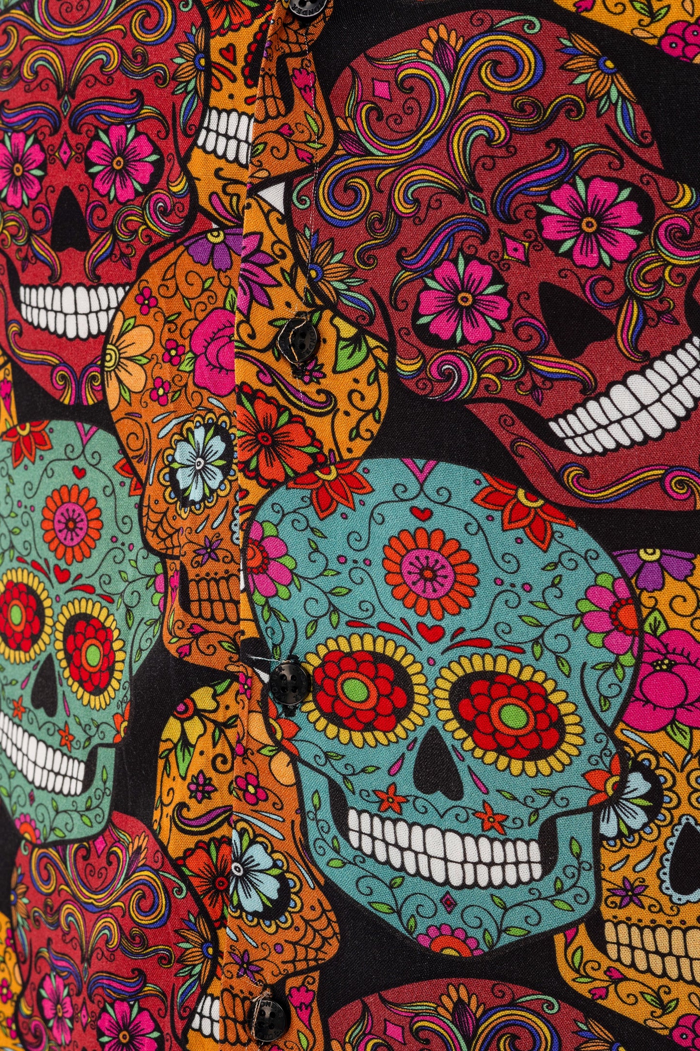 Multicolor Many Mexian Skull Print Regular Men's Shirt