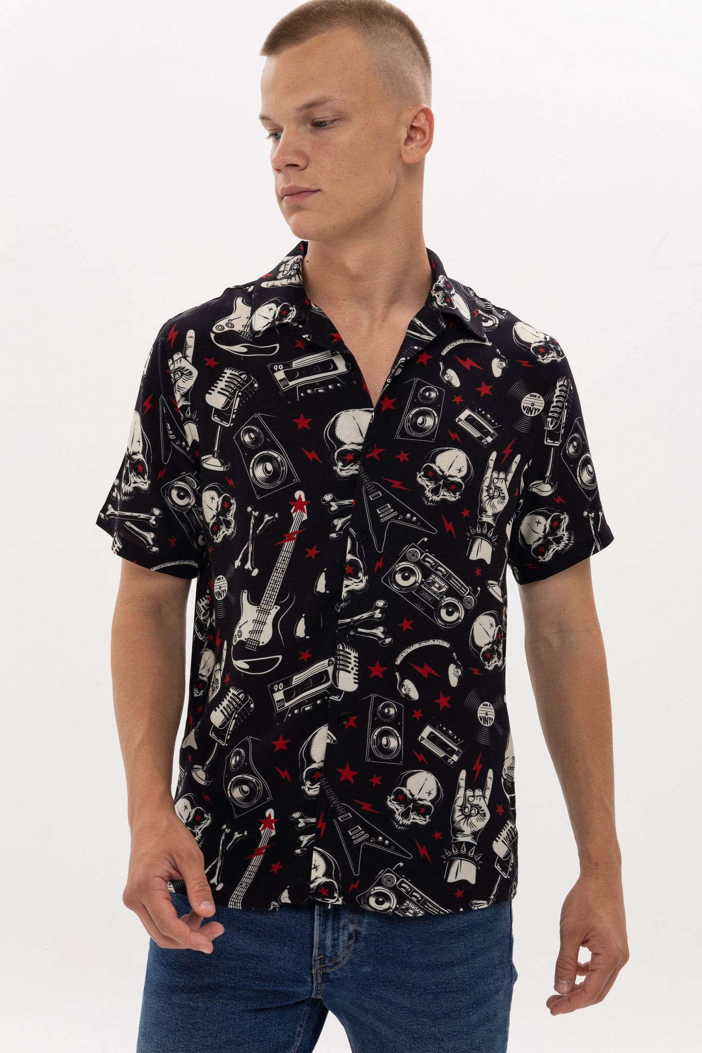 Rock & Roll Skull Men's Regular Shirt