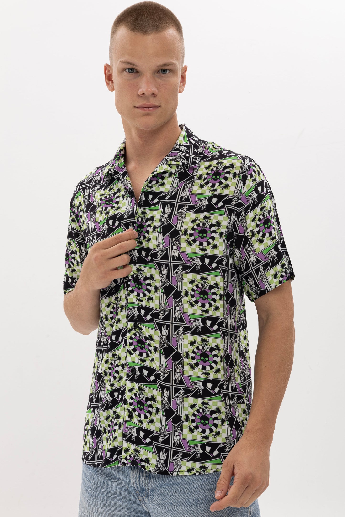 Beetlejuice  Patterned Print Men's Regular  Shirt