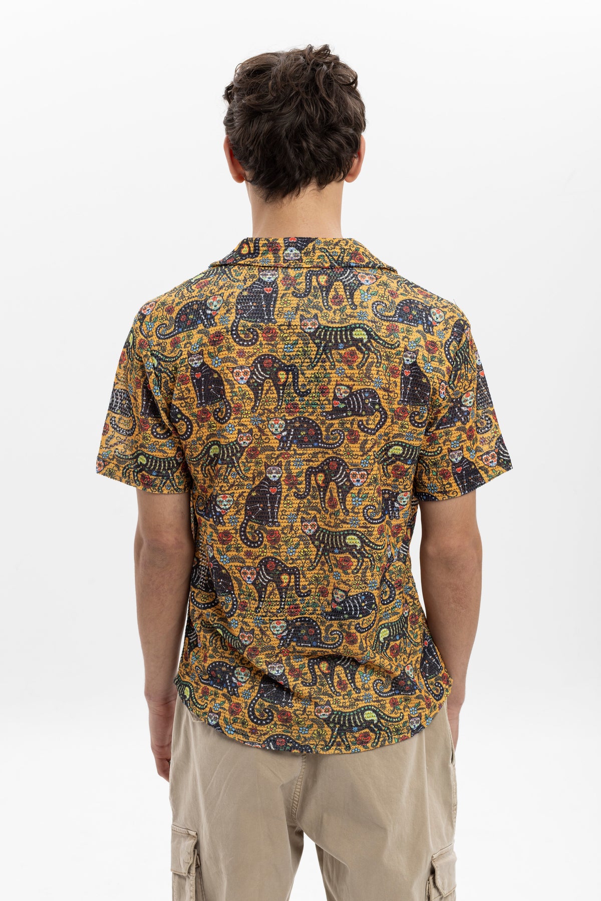 Cat Rose   Print Patterned Men's Regular  Shirt