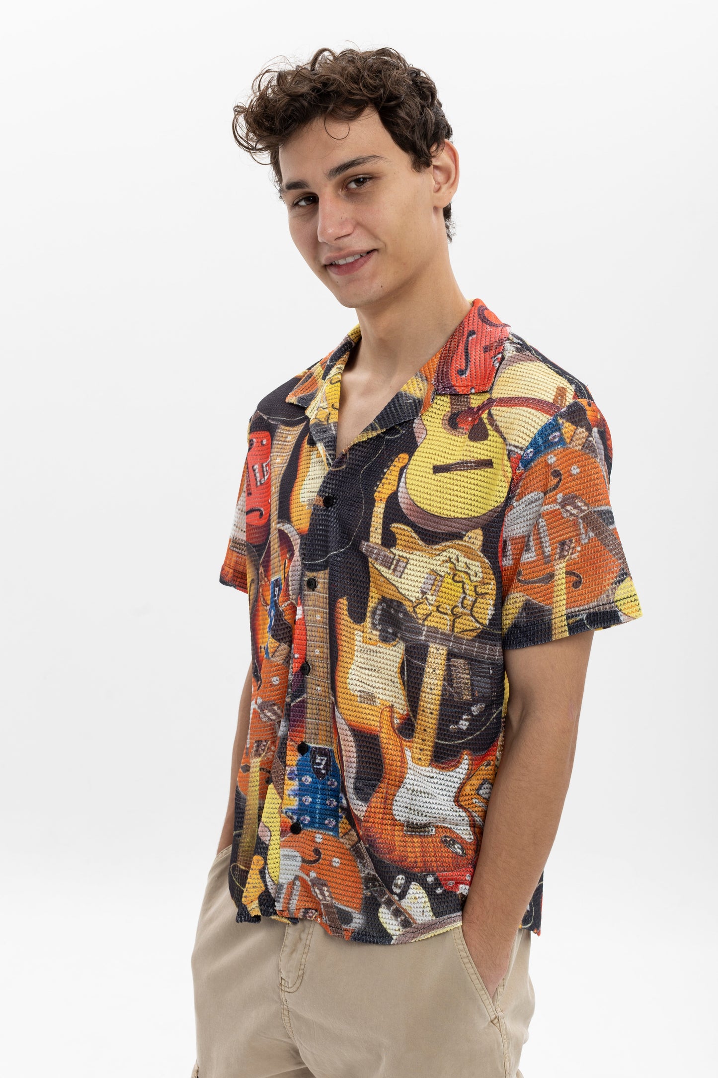 All GuitarFull  Print Patterned Men's Regular  Shirt