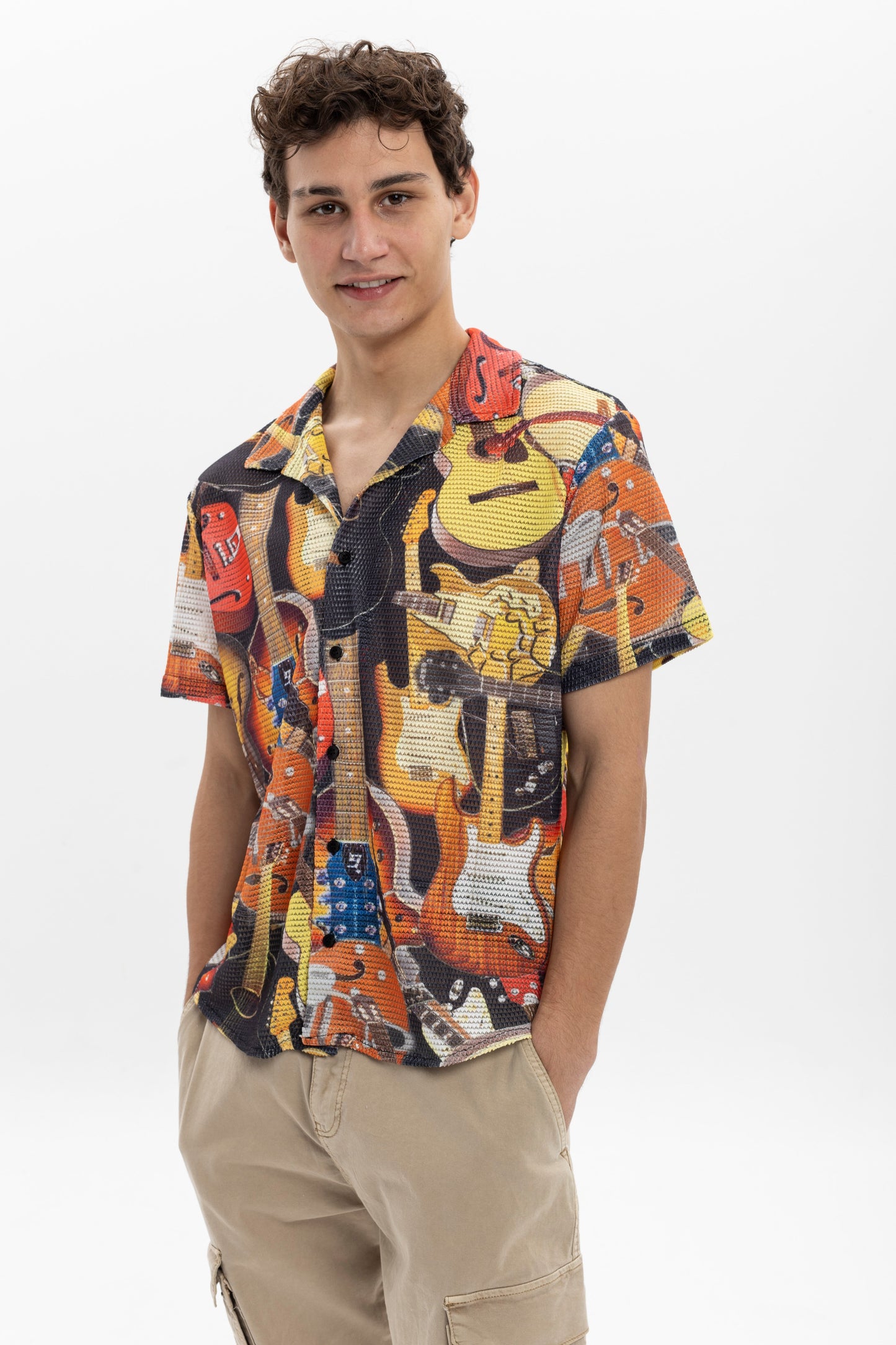 All GuitarFull  Print Patterned Men's Regular  Shirt