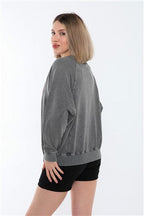 Ballon Cut Zip Front RACCON HEADPHONES  Print Women Sweatshirt