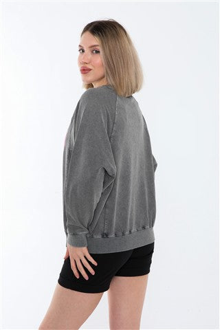 Ballon Cut Zip Front RACCON HEADPHONES  Print Women Sweatshirt
