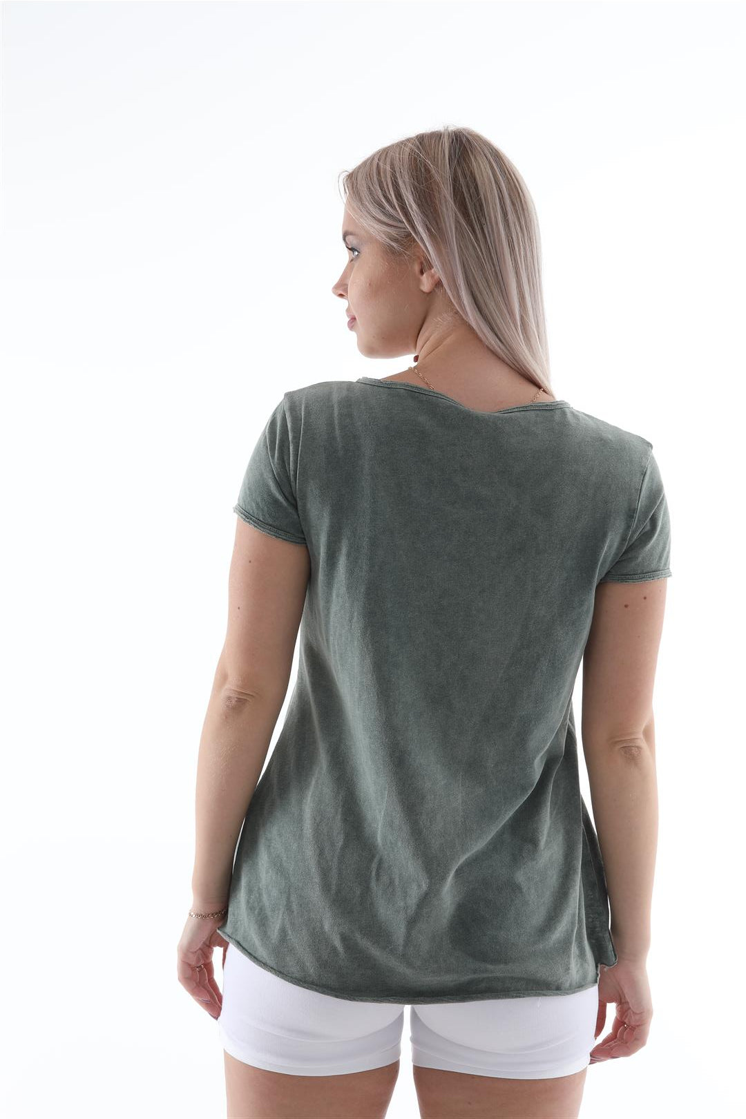 Stone Washed  Record Vinyl Jy Dvsn Printed Cotton Women Scoop Neck T-shirt