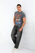 Stone Washed Effect GREAT RAMEN  Printed Cotton  T-shirt