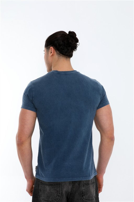 Stone Washed  GOOD LUCK Printed Cotton  T-shirt