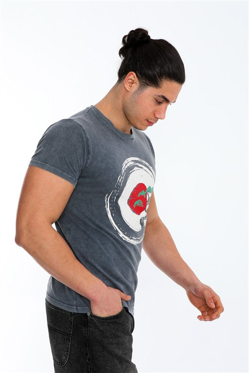 BONSAI TREE Printed Acid Washed  Cotton  T-shirt