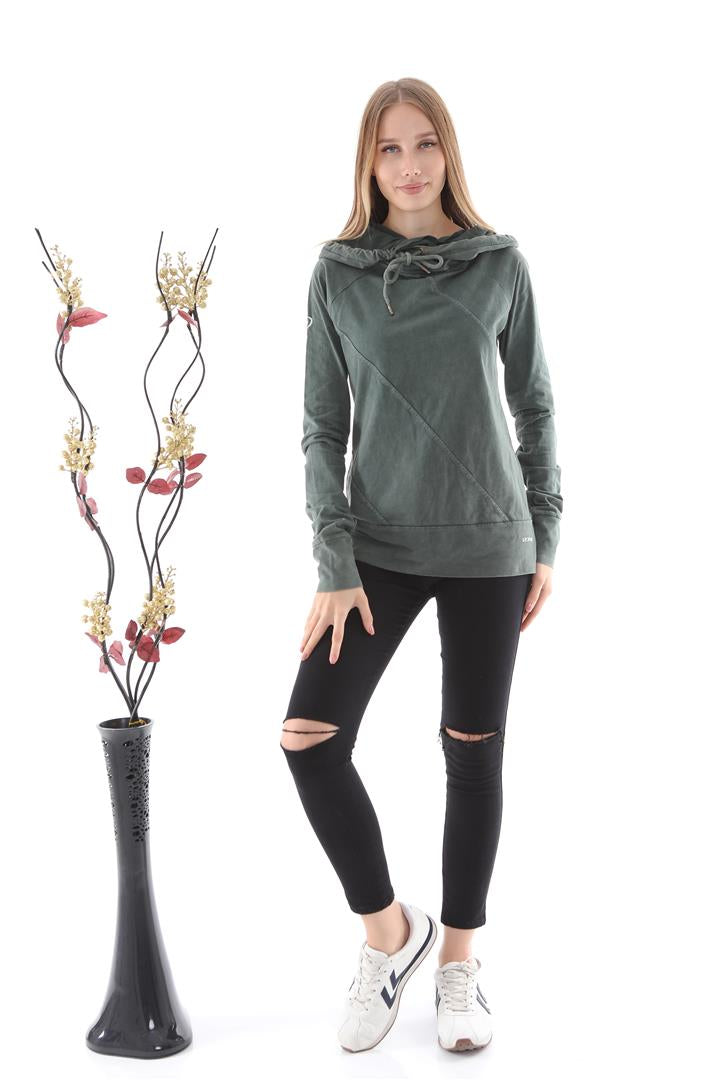 WOMEN   FITTED WASHED COTTON  HOODIE