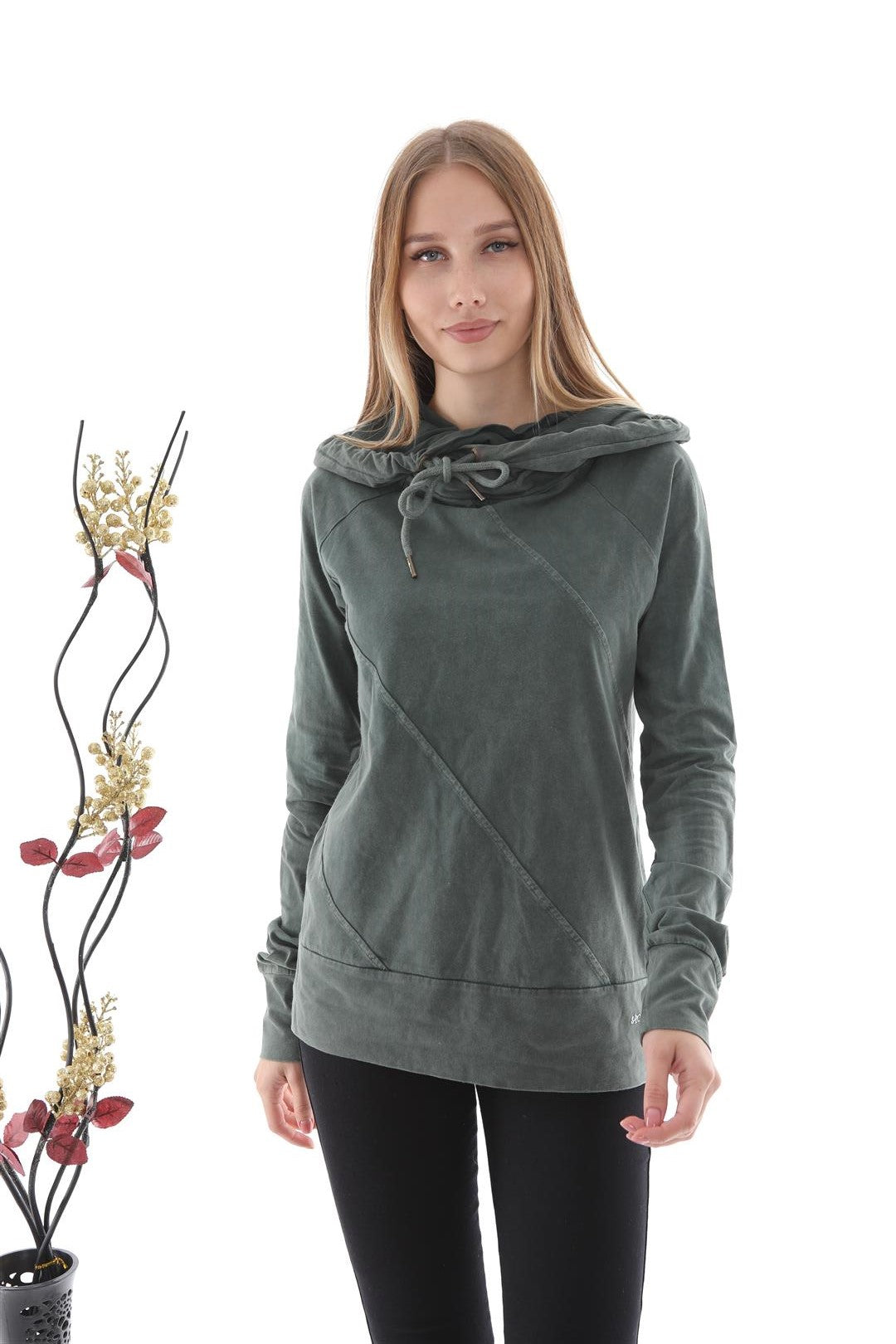 WOMEN   FITTED WASHED COTTON  HOODIE