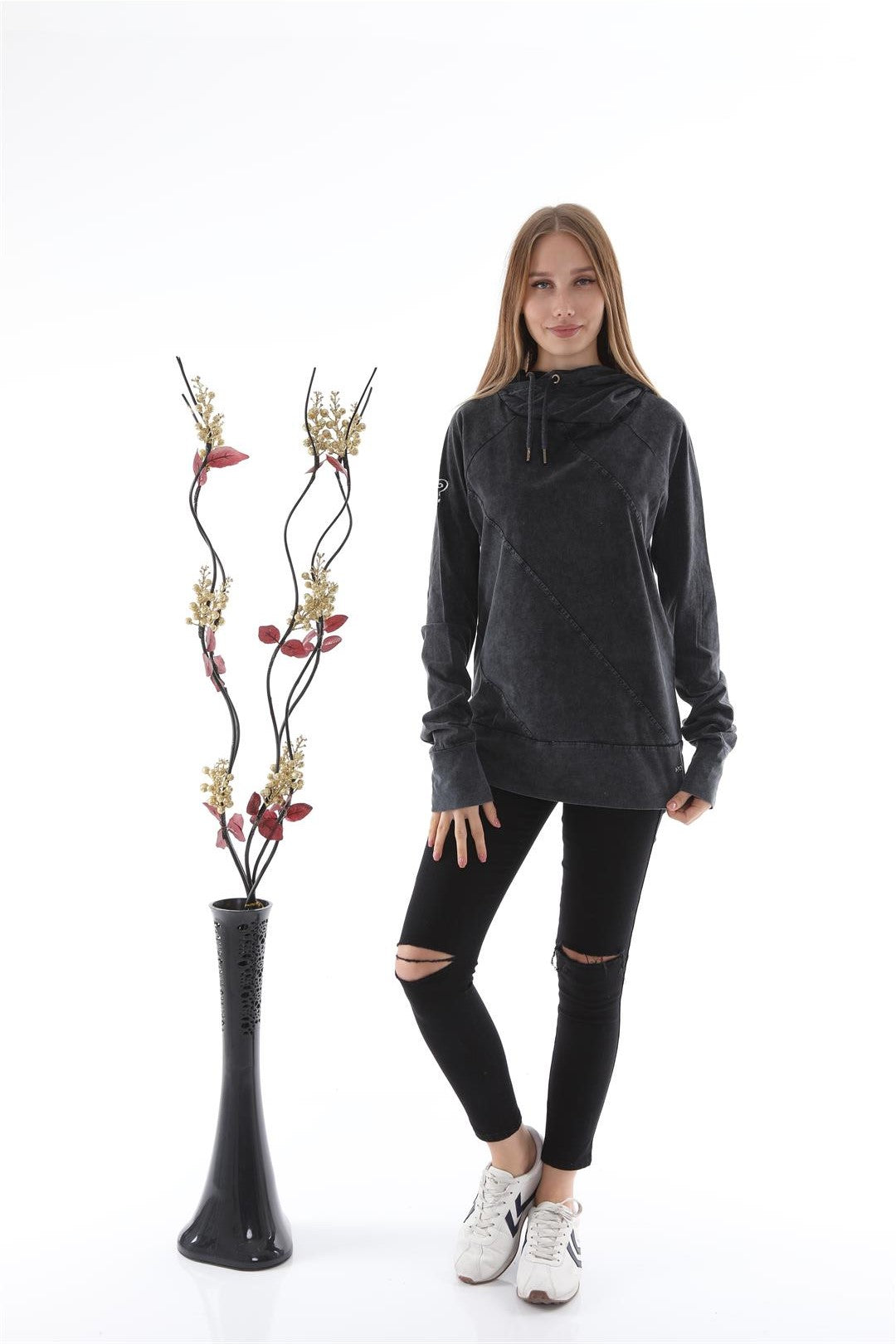 WOMEN   FITTED WASHED COTTON  HOODIE
