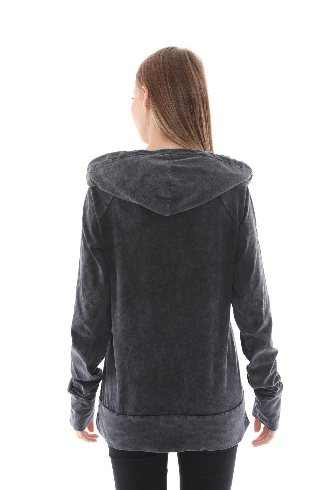 WOMEN   FITTED WASHED COTTON  HOODIE