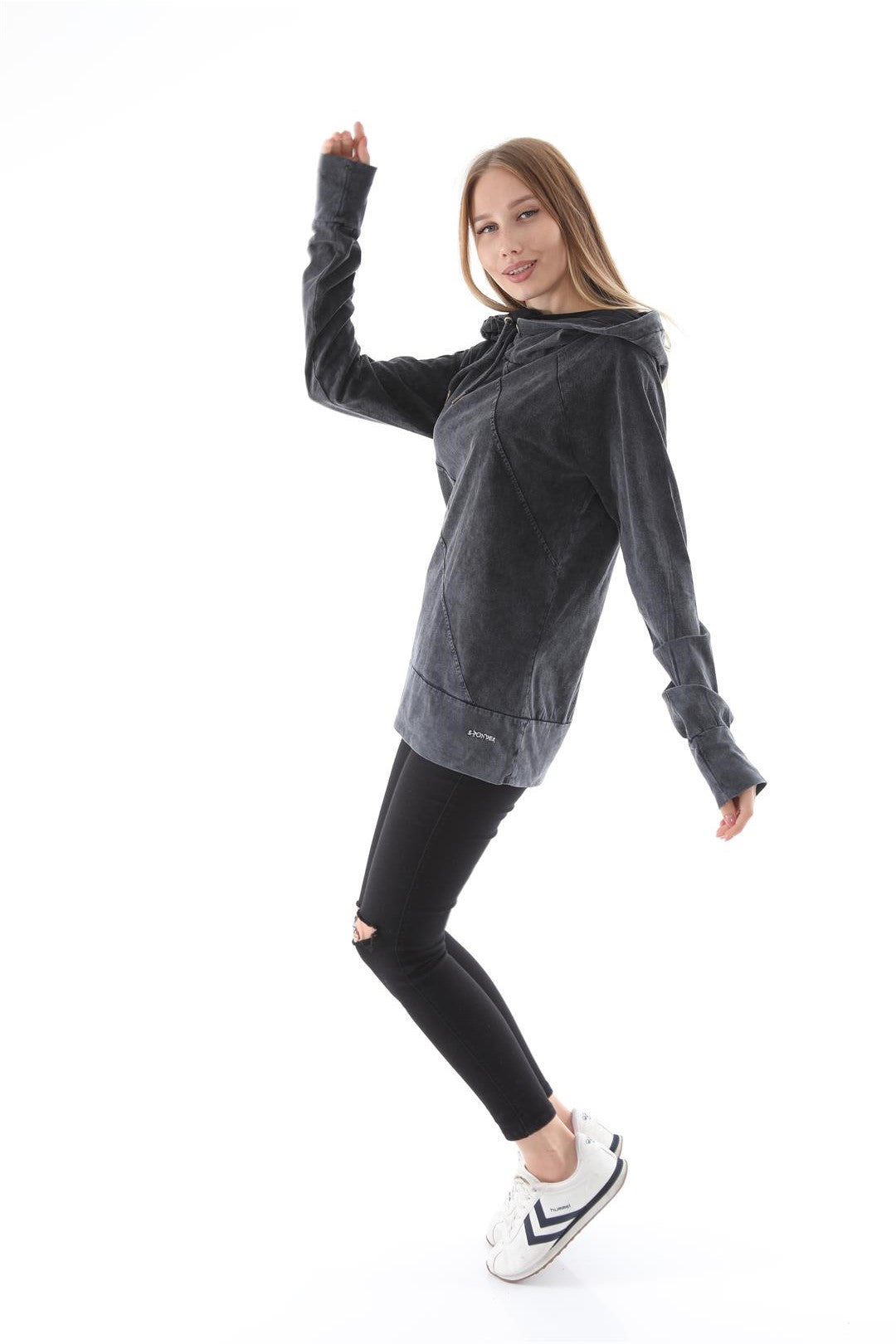 WOMEN   FITTED WASHED COTTON  HOODIE