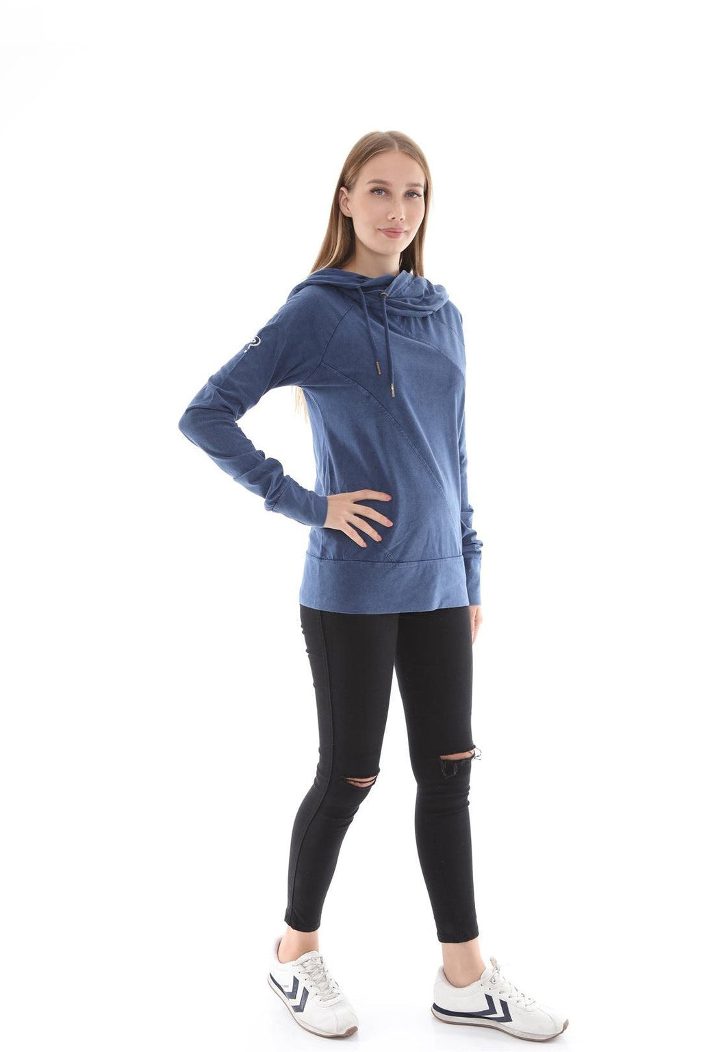 WOMEN   FITTED WASHED COTTON  HOODIE