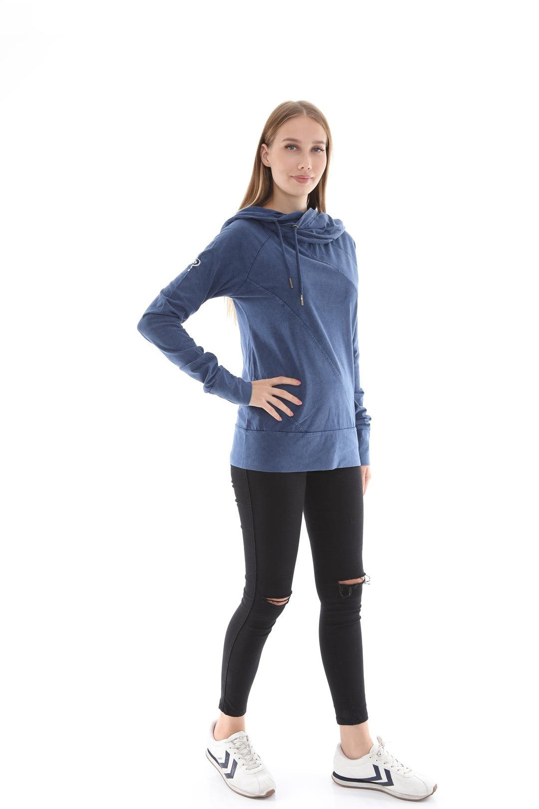 WOMEN   FITTED WASHED COTTON  HOODIE