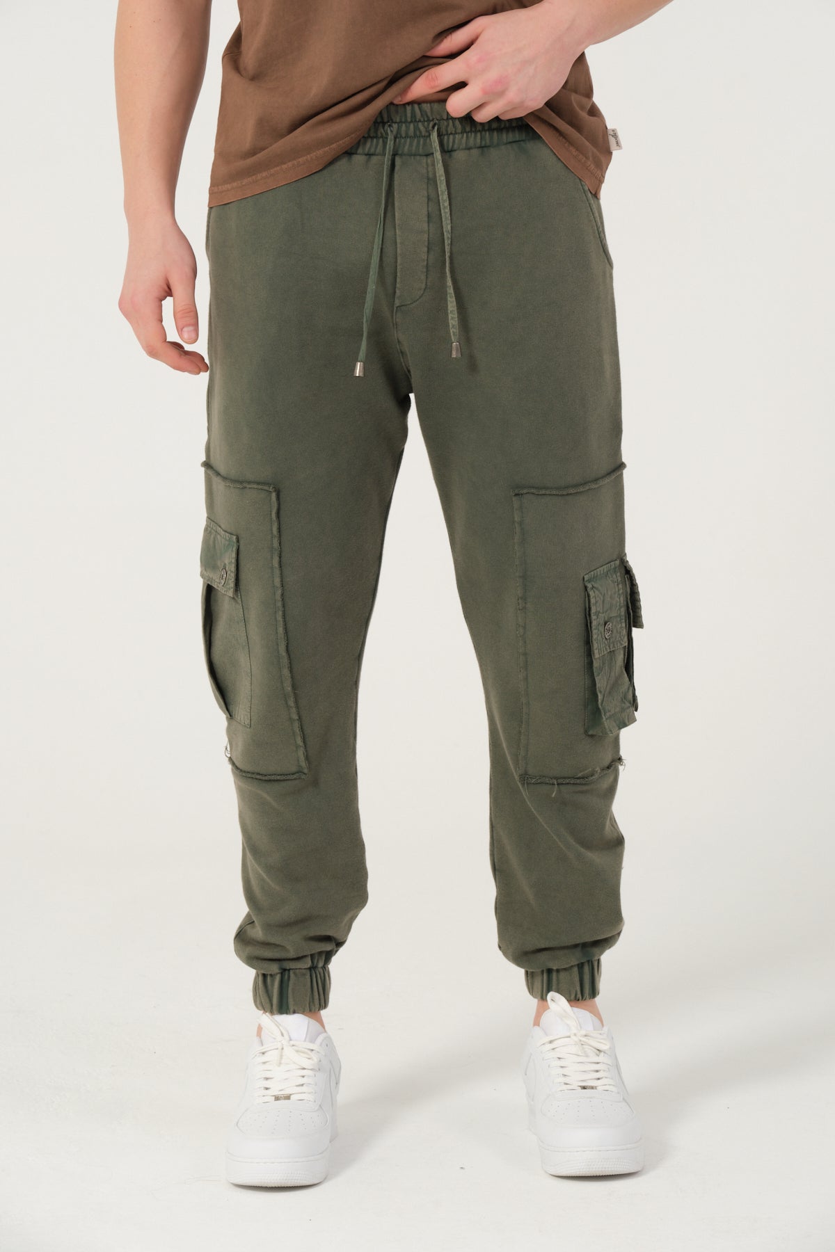 Cargo Style Acid Washed Cotton Trouser