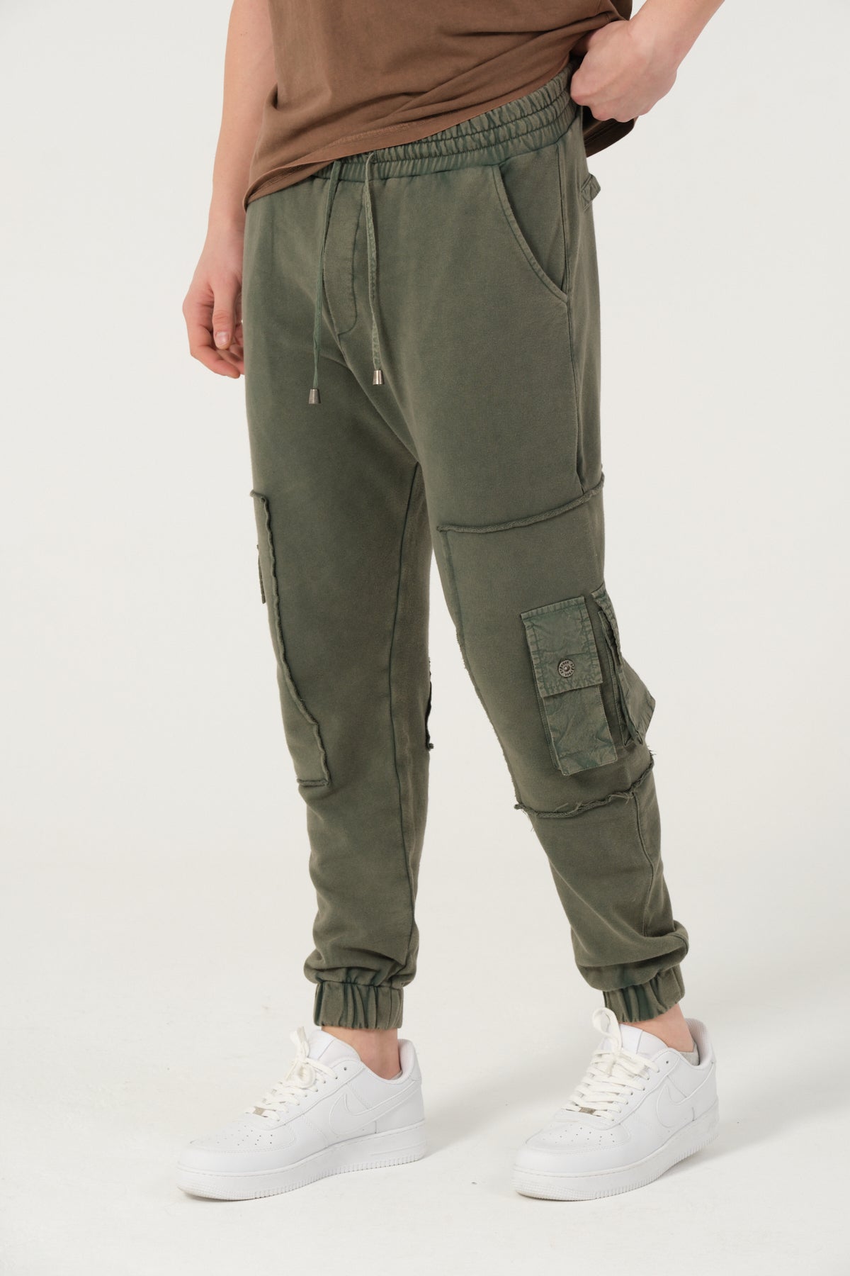 Cargo Style Acid Washed Cotton Trouser