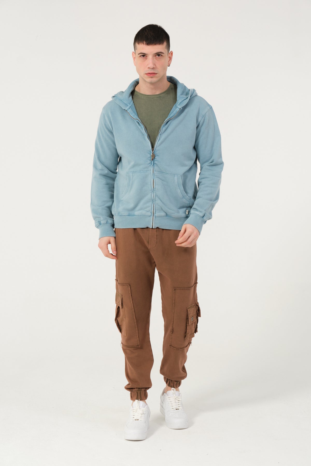 Plain Stone Washed Cotton   Men's Hooded Jacket