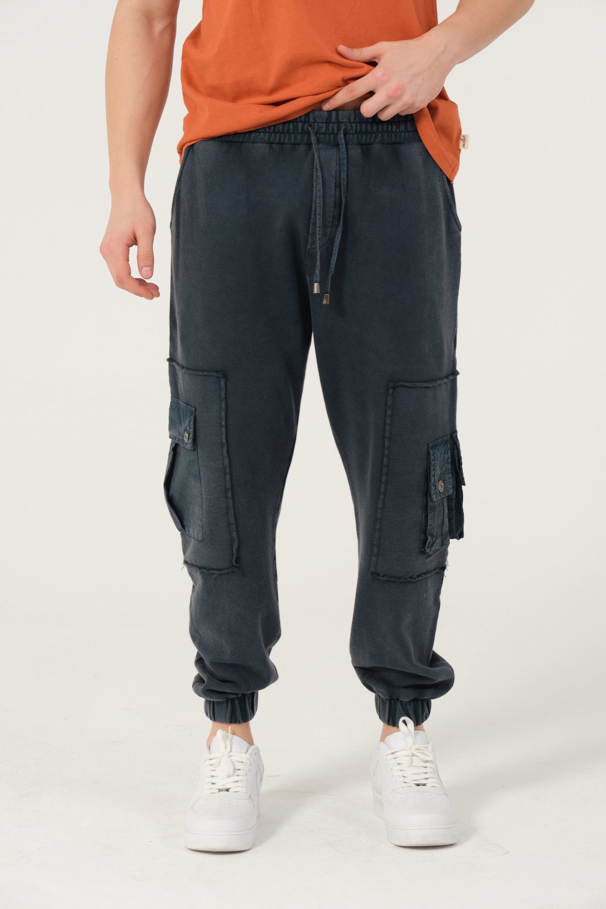 Cargo Style Acid Washed Cotton Trouser