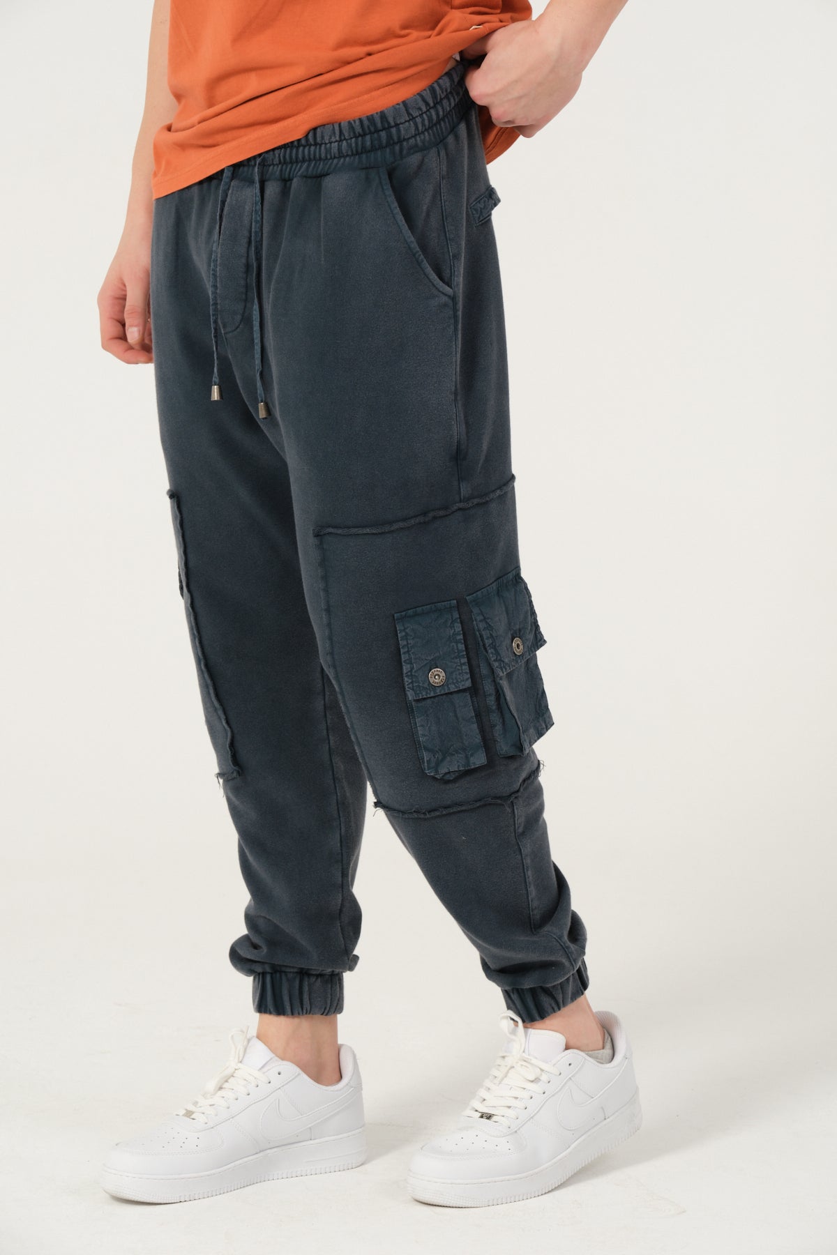 Cargo Style Acid Washed Cotton Trouser