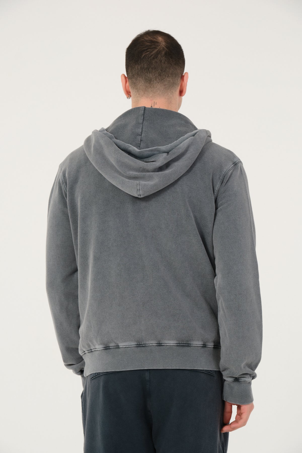 Plain Stone Washed Cotton   Men's Hooded Jacket