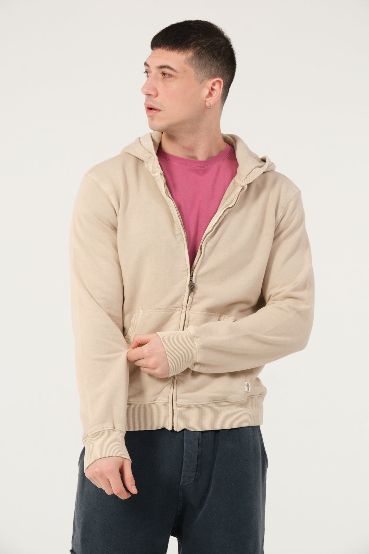 Plain Stone Washed Cotton   Men's Hooded Jacket