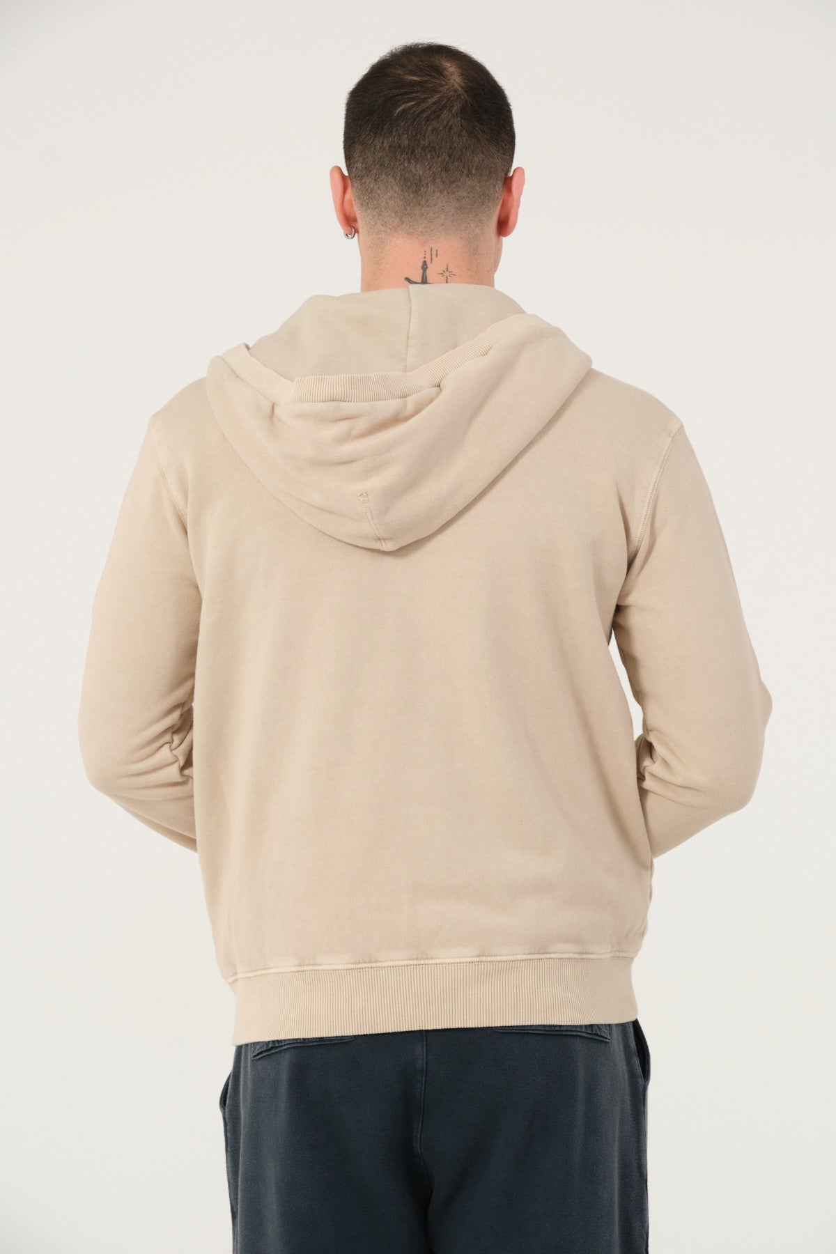 Plain Stone Washed Cotton   Men's Hooded Jacket