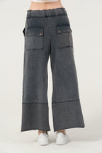 Detailed Straight Flare Leg with pockets   Women Stone Washed Cotton Trouse