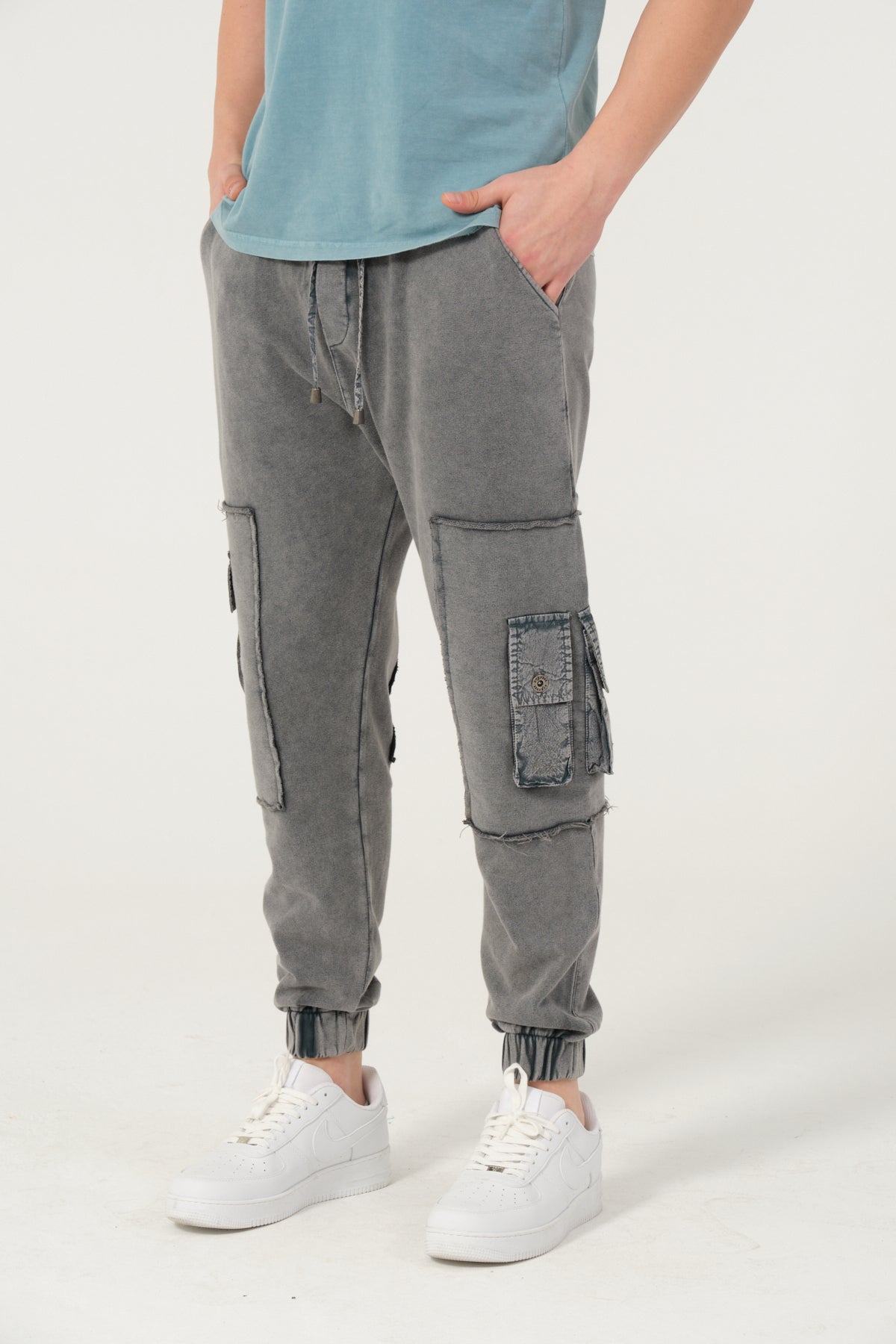 Cargo Style Acid Washed Cotton Trouser