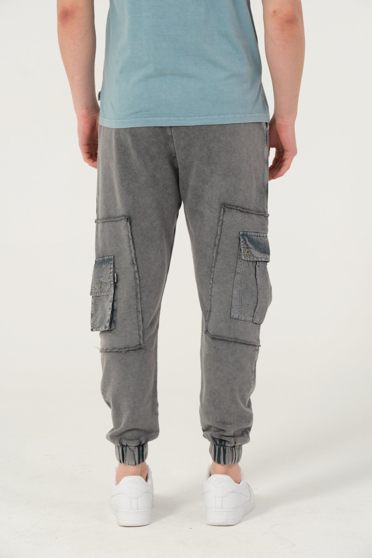 Cargo Style Acid Washed Cotton Trouser