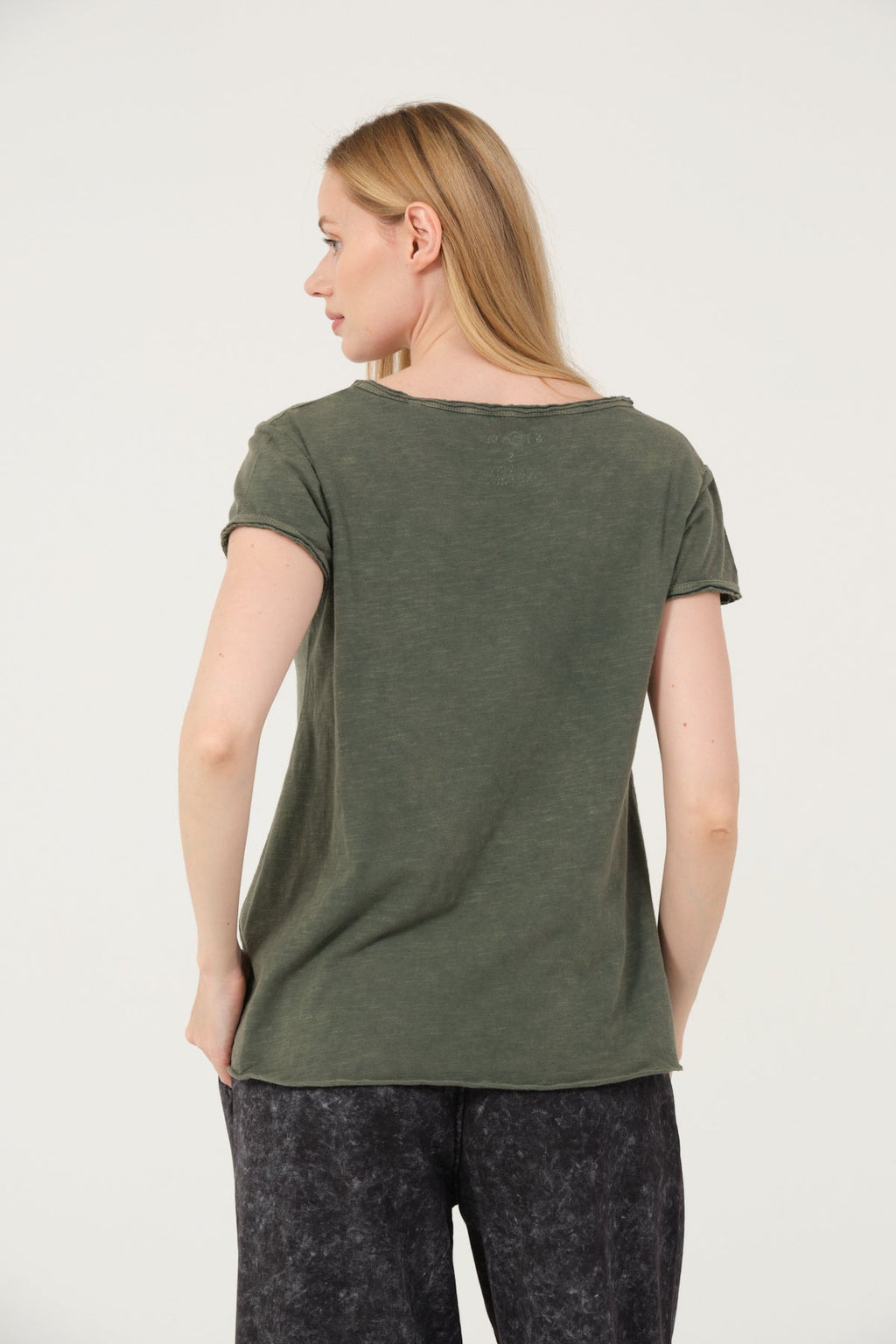 Stone Washed Night Before Christmas  Printed Wide Neck Women T-shirt