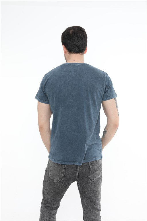 Asta Demon Mirror Printed Acid Washed Cotton  T-shirt