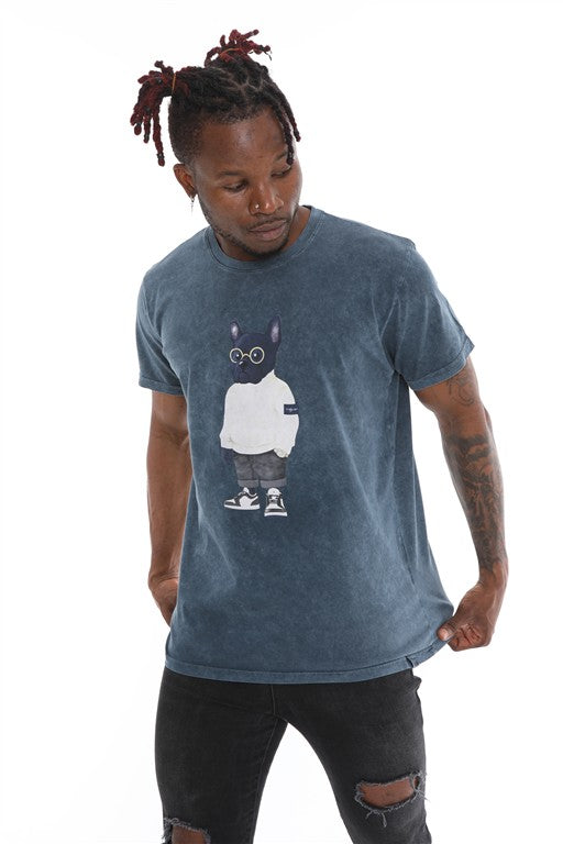 COOL DOG  Printed  Acid Washed Cotton  T-shirt