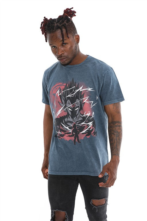 Stone Washed MAJIN VEGETA FICTIONAL CHARACTER  Printed Cotton  T-shirt