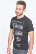 T.M McCARTY 1955 Guitar Patent Printed Cotton Black T-Shirt