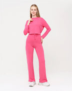 Flare Leg and Crop Top Plain Women Lounge wear Set