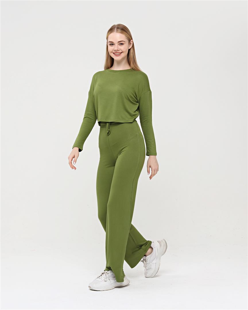 Flare Leg and Crop Top Plain Women Lounge wear Set
