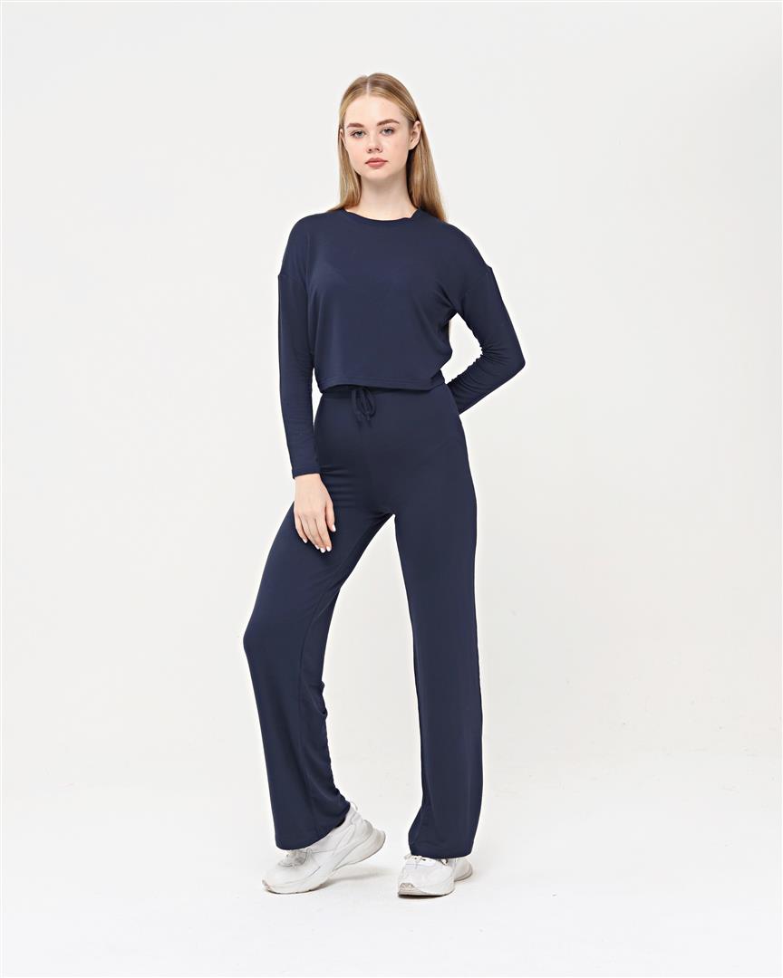 Flare Leg and Crop Top Plain Women Lounge wear Set
