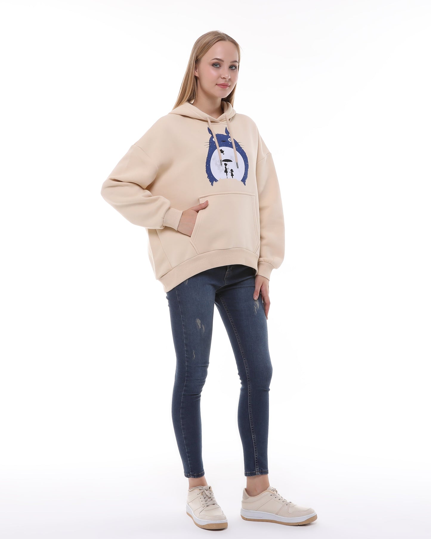 Toto  Print Fleece Cotton Women Long Sleeve  Hoodie