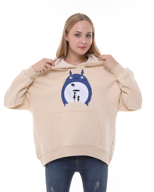 Toto  Print Fleece Cotton Women Long Sleeve  Hoodie