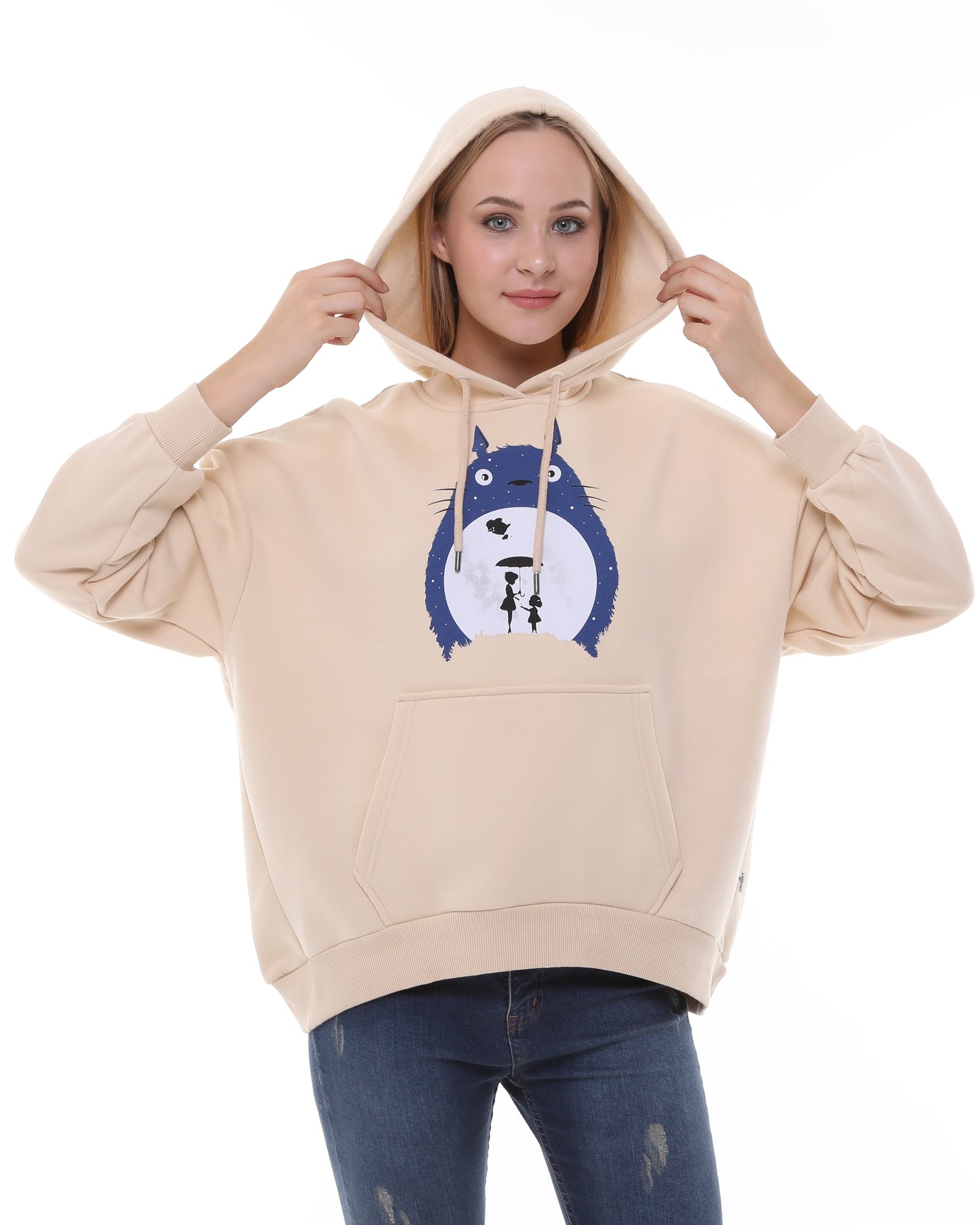 Toto  Print Fleece Cotton Women Long Sleeve  Hoodie