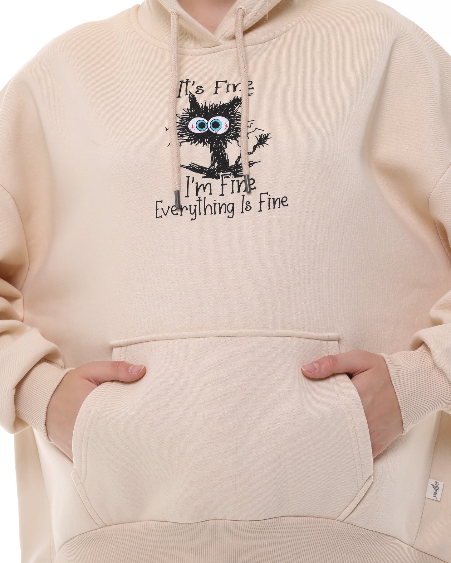 I'm Fine Everything Fine  Print Fleece  Cotton Women Long Sleeve  Hoodie